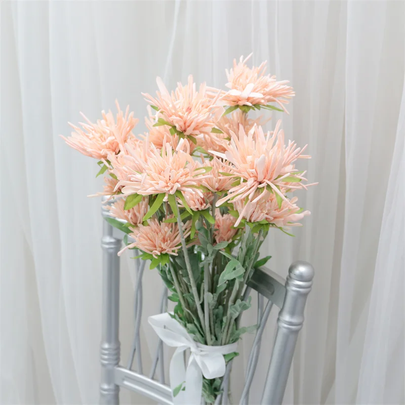 Luckygoods JH230047 Wholesale 3head Artificial Floral Chrysanthemum Real Touch Artificial Flower For Home Wedding Decoration