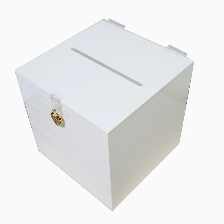 Акриловая коробка для свадебных открыток с замком и слотом приглашения хранения