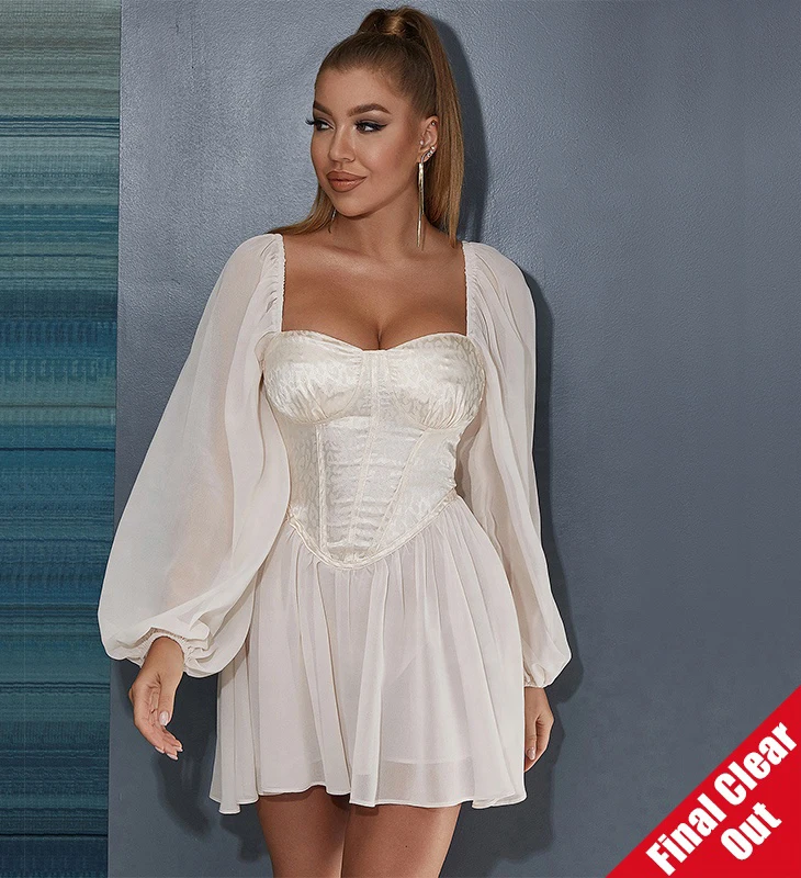 Cheap Casual Women Dress Go Out Puff Sleeve Midi Autumn Fashion Fall Clothing Bodycon Tight Club Sexy Classy Dress