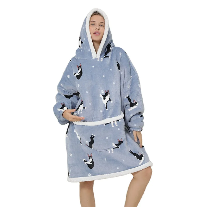 Soft Thick Comfy Warm Wearable Oversized Sherpa Fleece Hoodie Sweatshirt Blanket for Adults Teens Pullover