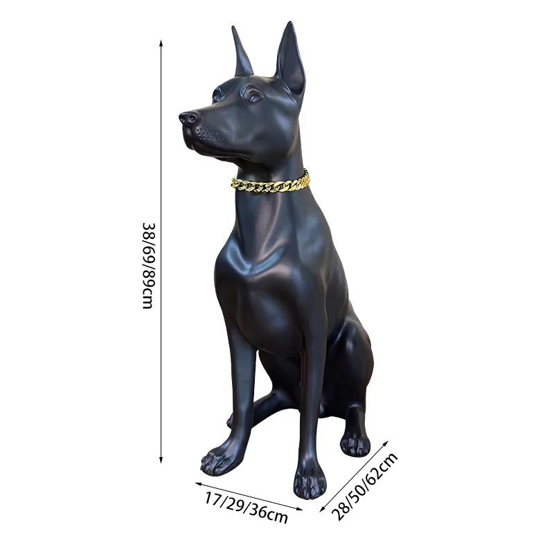 Home Decor Resin Crafts Nordic Style Light Luxury Living Room Decoration Doberman Dog Sculpture Simulation Animal Ornaments Gift