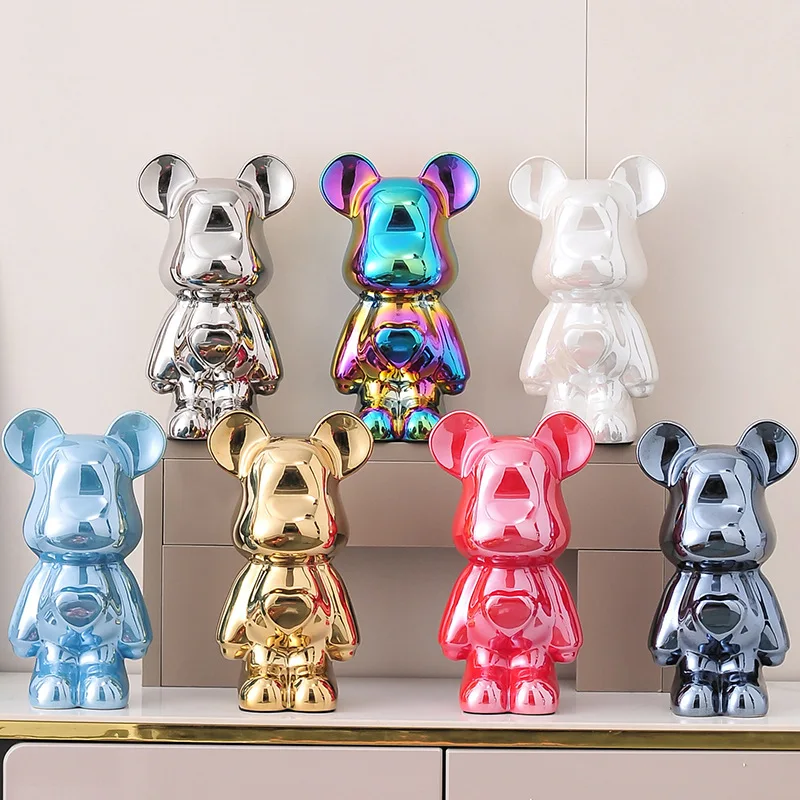 Hot Electroplating Love Violence Bear Piggy Bank Ornaments Living Room Light Luxury Home Piggy Bank Wholesale Customization