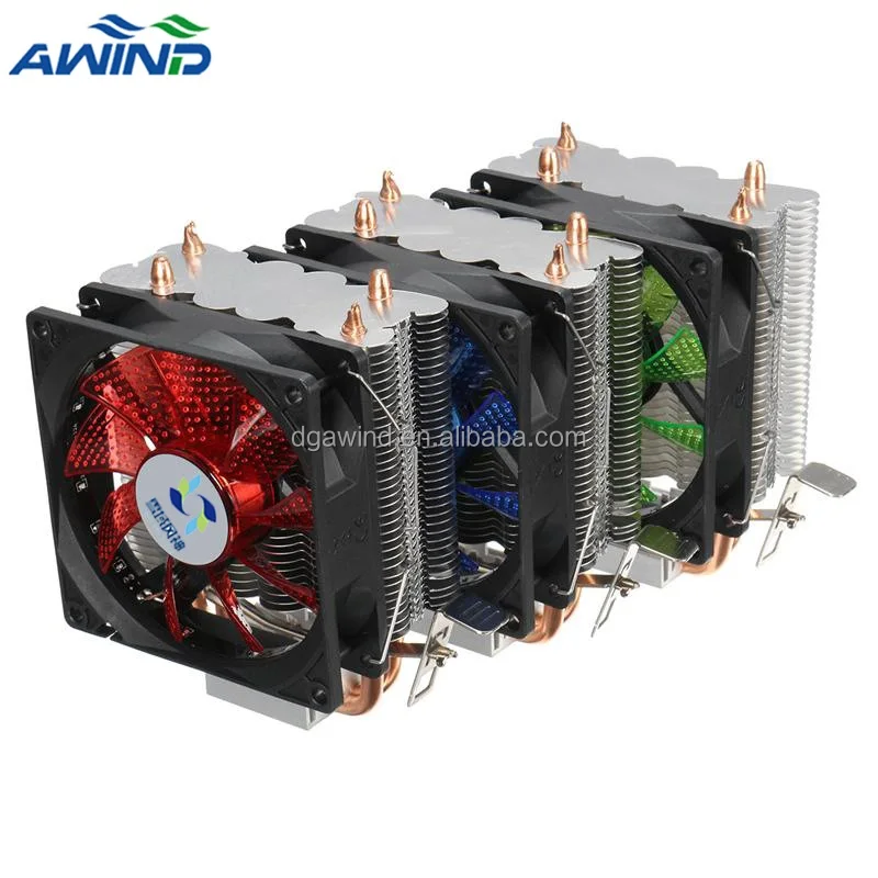 CPU radiator with 2 copper heat pipes tube and fins air cooling single fans for pc tower coolers heatsinks for pc