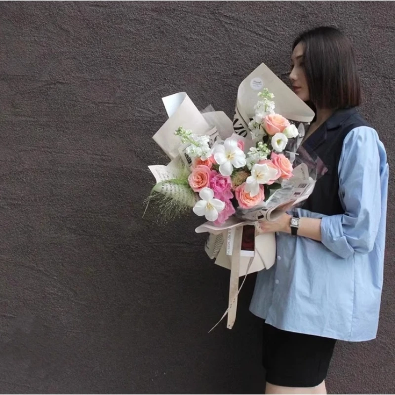 LUCIA  Waterproof English Newspaper Wrapping Paper Bouquet Wrapping Flower Paper Flower Shop Packaging Supplies