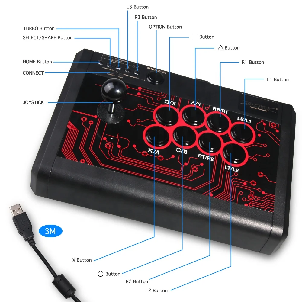 2017 новейший USB аркадный боевой джойстик для Ps4 Ps3 Xbox One 360 ПК Android