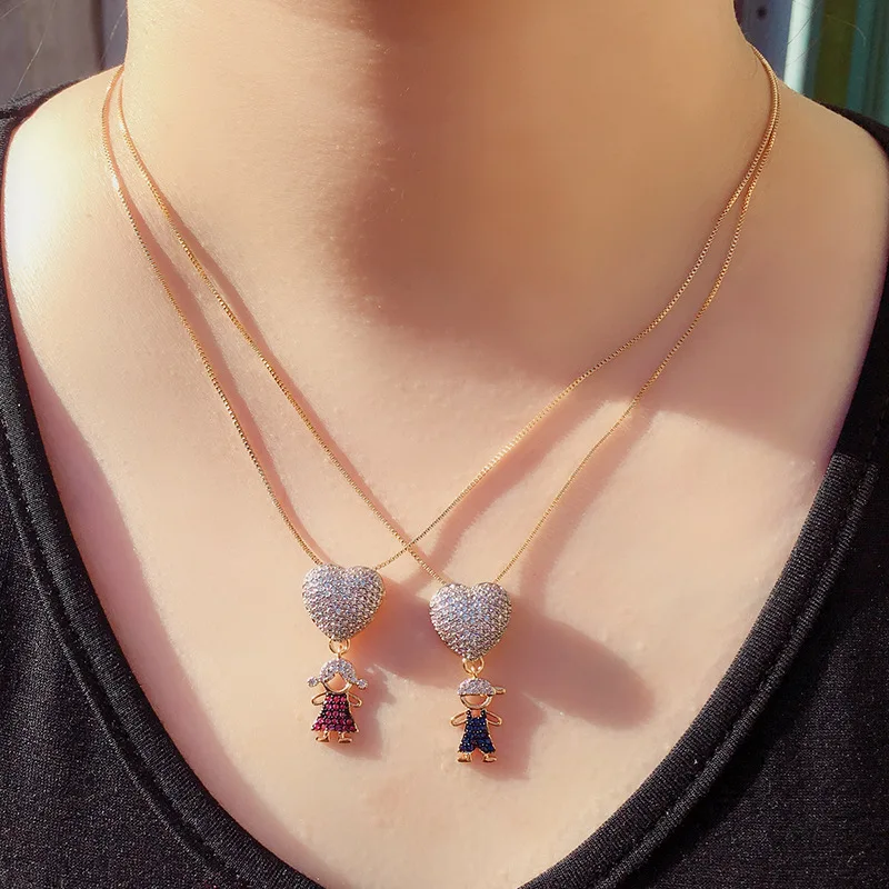 wholesale high quality  18k gold plated boy and girl  jewelry necklace for valentine gifts
