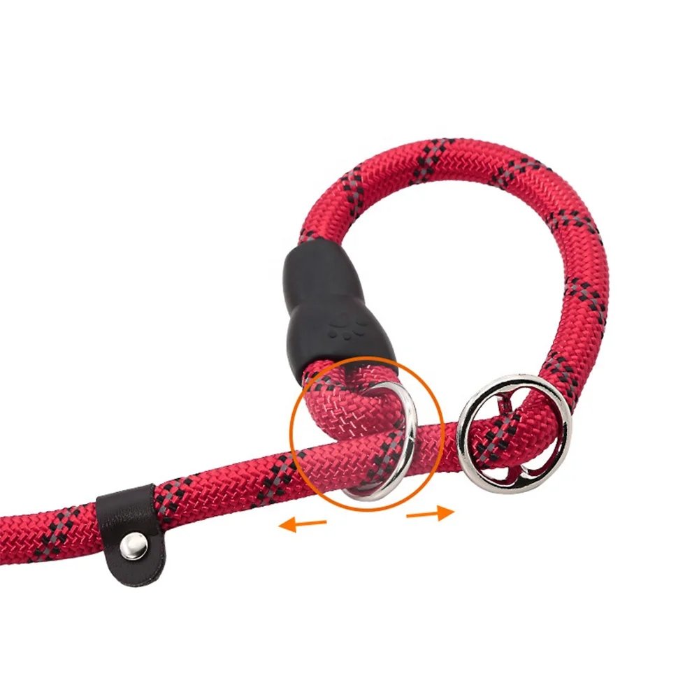Comfortable Handle Dog Training Slip Leash Durable Reflective P-Shaped Dog Lead No Pull Dog Loop Rope
