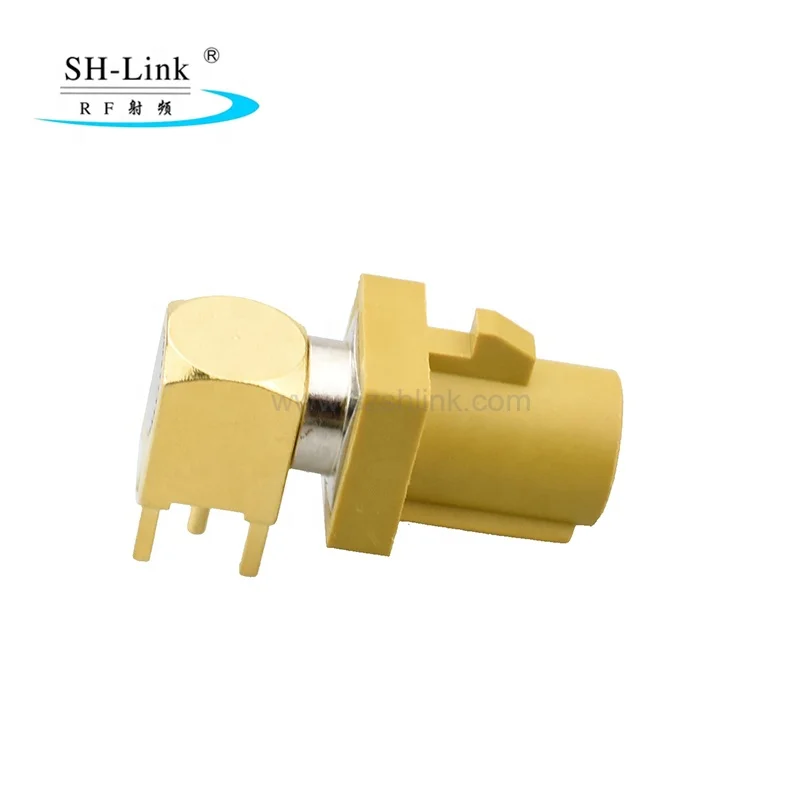 Fakra K Male Curry Right Angle Thru Hole PCB Solder Connector for Car