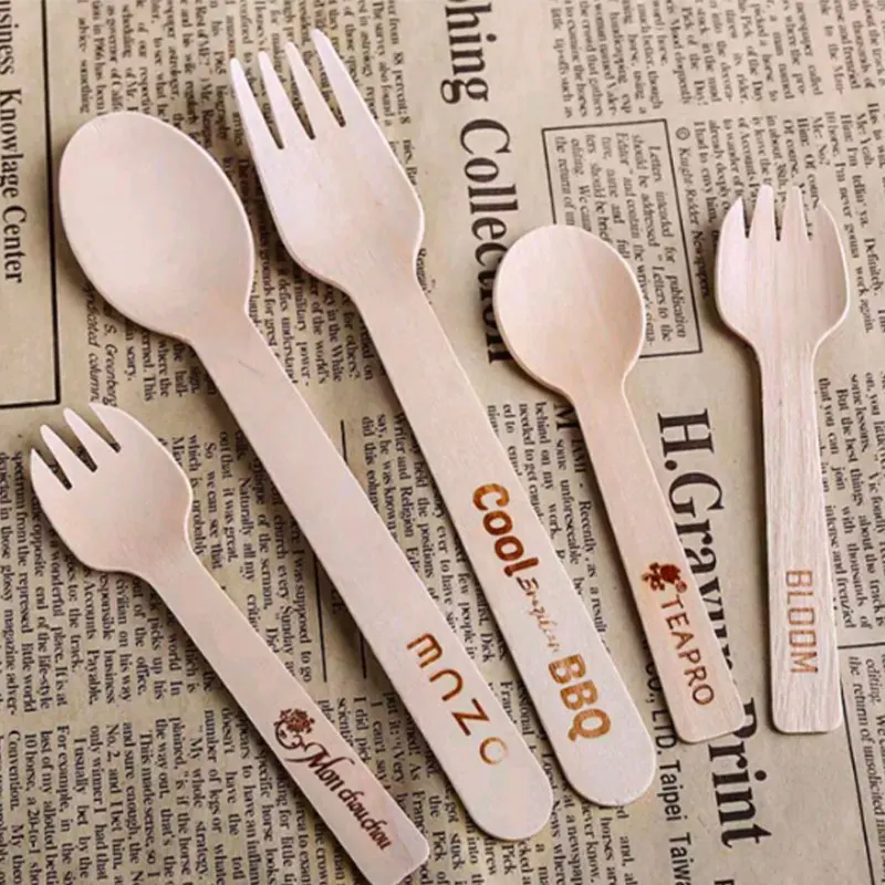 Wholesale Natural 160mm Biodegradable Wooden Cutlery Disposable Birch Wood Spoon