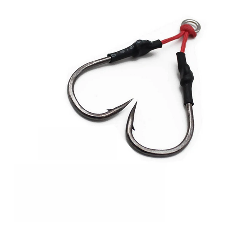 Качественное кольцо из нержавеющей стали Amazon, Высокоуглеродистый крючок для джиггинга, двойные вспомогательные прочные рыболовные крючки