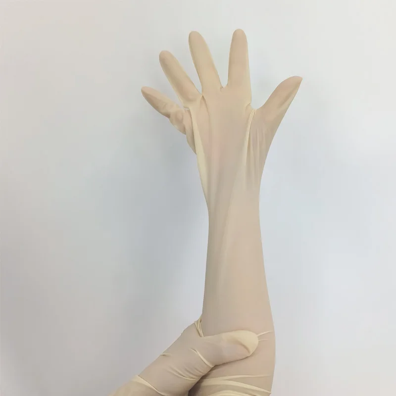 High Quality CE 16inch Industrial Disposable Grade 10 Extra Long Sterile Powder Free  Cleanroom Disposable Latex Gloves