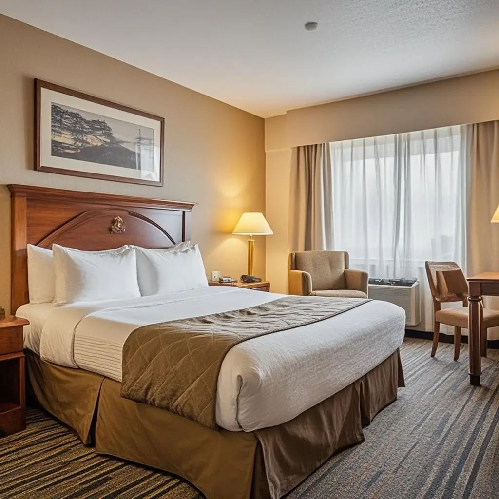 Red Lion Inn & Suites индивидуальная деревянная панель спальня большая кровать и двухместная комната с универсальной ванной комнатой для отелей