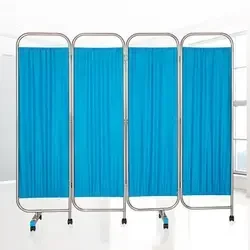 High Quality Modern Style Hospital Ward Screen Stainless Steel Base Furniture with Wheels Divides Clinic Rooms and Beds
