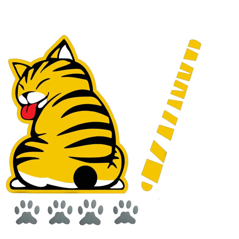 Car Window Decal Signs Funny Stickers Adhesive Personalised Custom Cat Moving Tail Reflective wiper sticker Car Vinyl label