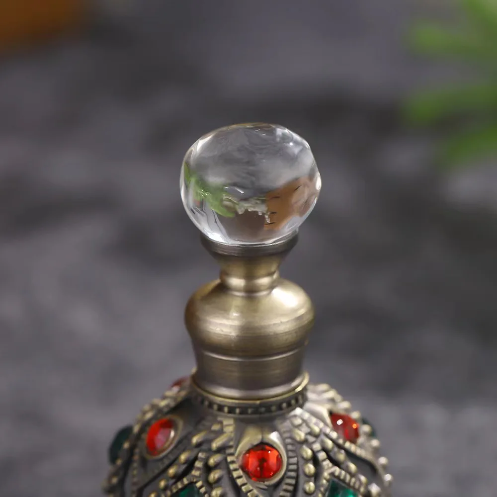 Luxury 12ml Arabia Vintage Golden Red Yellow Green Purple Dropper Perfume Essential Oil Glass Bottles