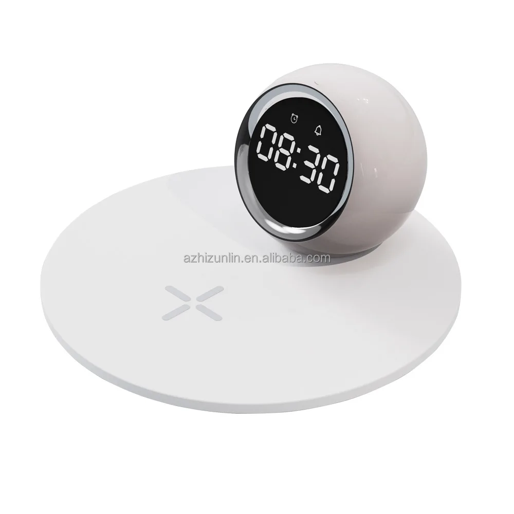 Новый Креативный светодиодный Bluetooth динамик сигнализация 3 в 1 Беспроводные часы 15 Вт Беспроводная зарядка с ночным светом