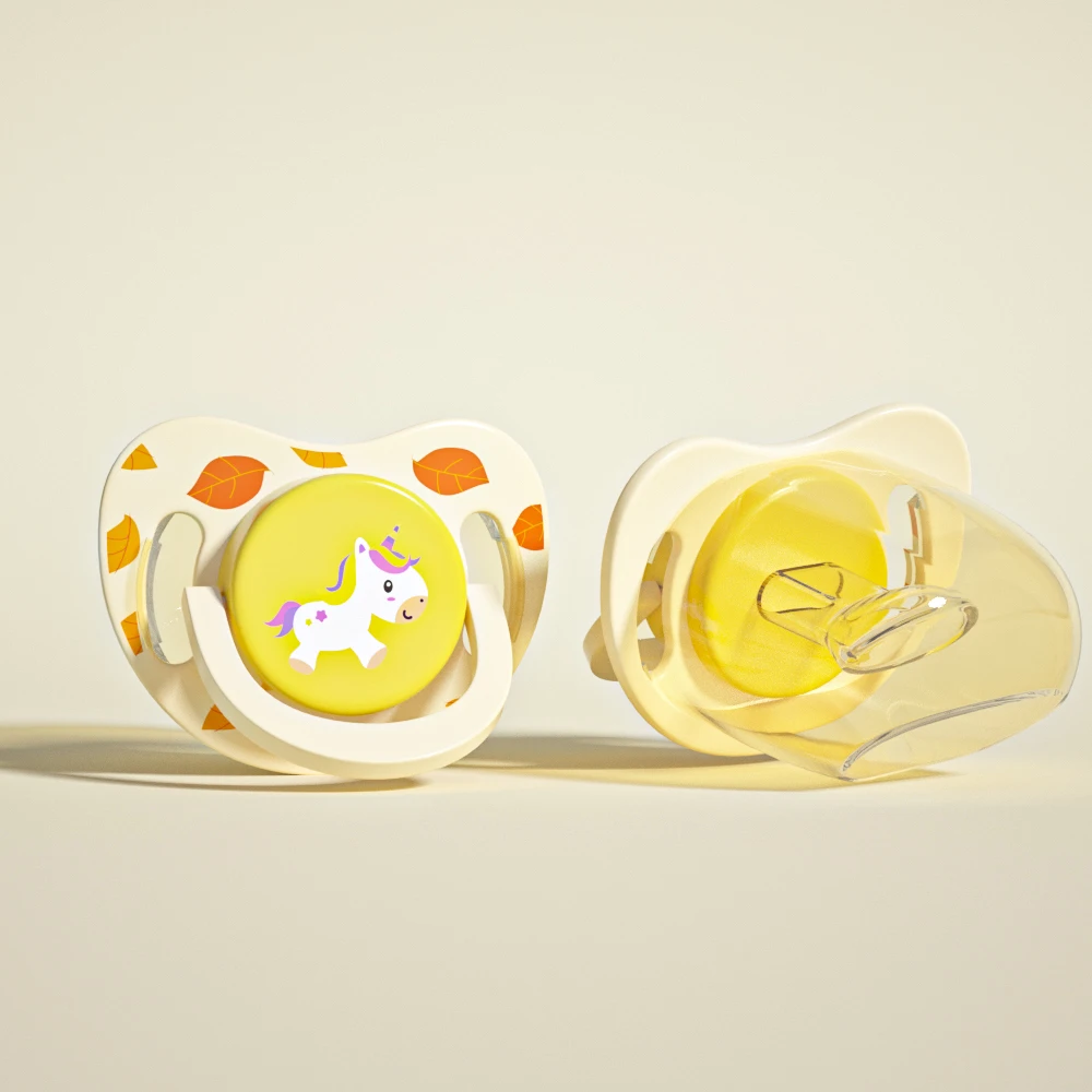 Newest Pacifiers for 0-12 Months Wholesale Food Grade Silicone & PP Case Phthalate & PVC Free Slow Flow Velocity Printed Pattern