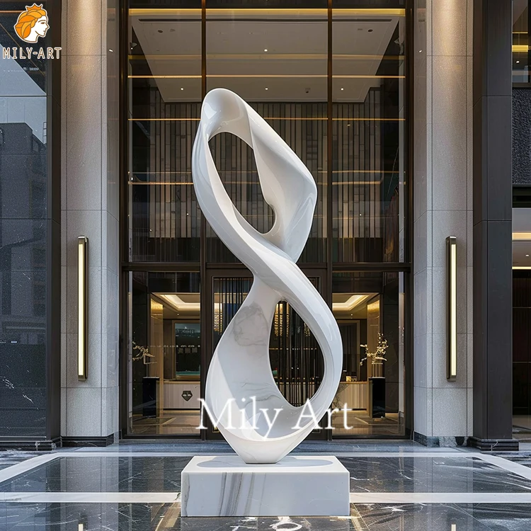 Hand Carved Stone Carving Sculpture White Marble Abstract Statue for Garden