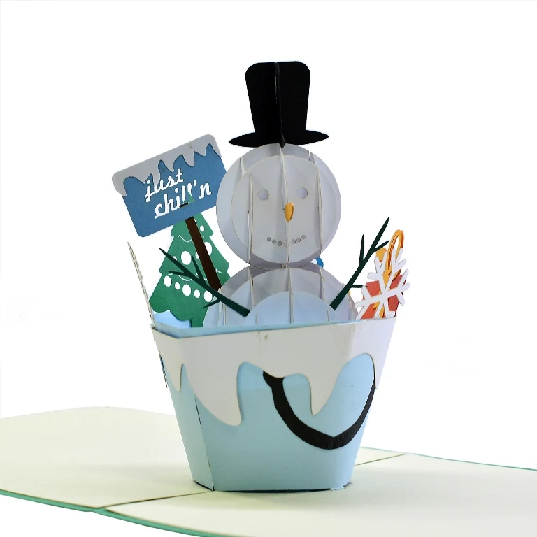 Best Selling Wholesale Price Snow Man Decoration And Gift Laser Cut Paper Greeting Cards supplier from Viet Nam