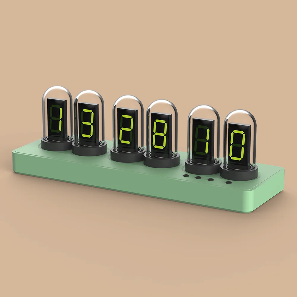 Mini LED Multifunction Nixie Clock Night Light with IPS Color Digital Display USB Rechargeable APP Controlled