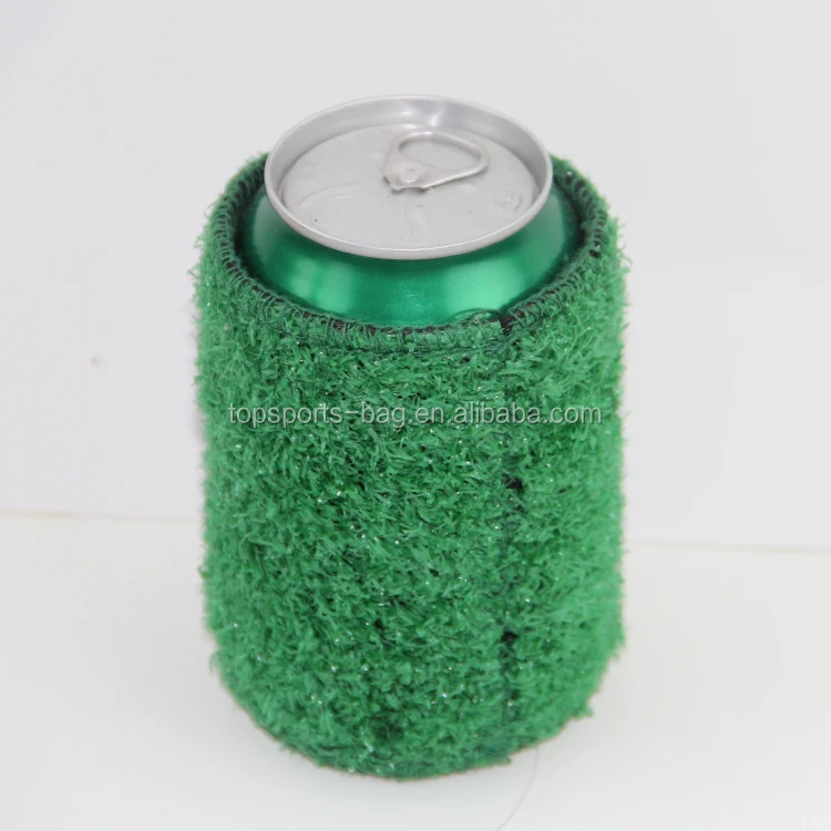 Artificial Grass Turf  Can Coolies Thick Neoprene Beer Bottle Cooler Bag Beverage Stubby Holder for Party