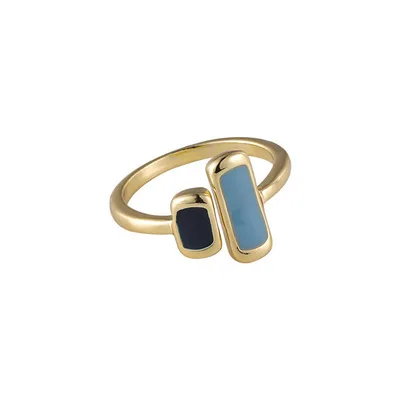 New korean pop ring retro square blue stainless steel ring for women jewelry wholesale
