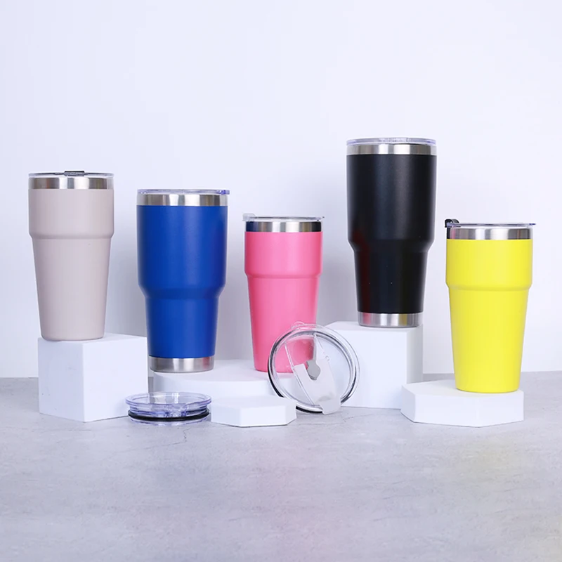 Customized Design Powder Coated mug Termos Stainless Steel Tumblers 30oz 20oz Insulated Thermal Glasses With Logo