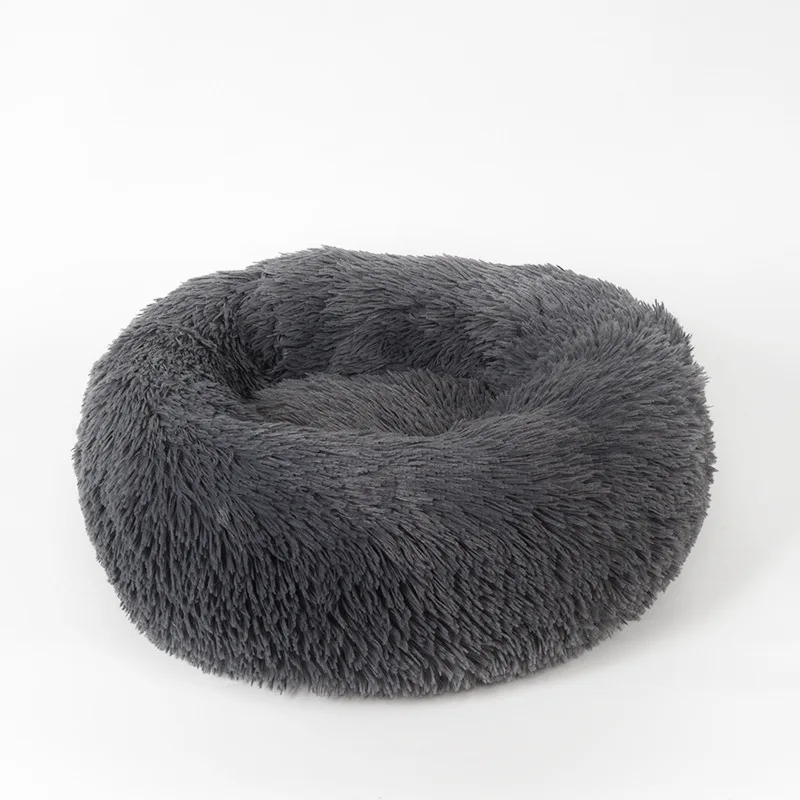 
Free sample Durable Popular style custom size plush round donut style pet dog cat bed 
