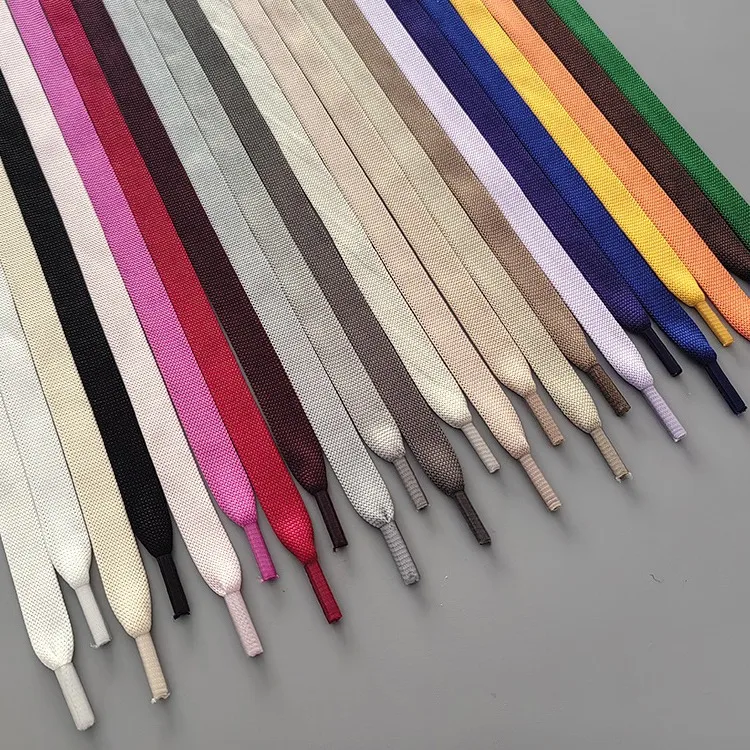 Ready In Stock Classic Soft 10mm Double Layer Hollow Drawcord Polyester Flat Shoelaces for Shoes