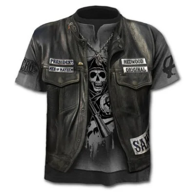 
FanLi Brand Motorcycle T Shirt Punk T-shirt Knight Shirts 3d T Shirt Men Casual Vintage Hip Hop Summer Tee Top Homme Clothes 