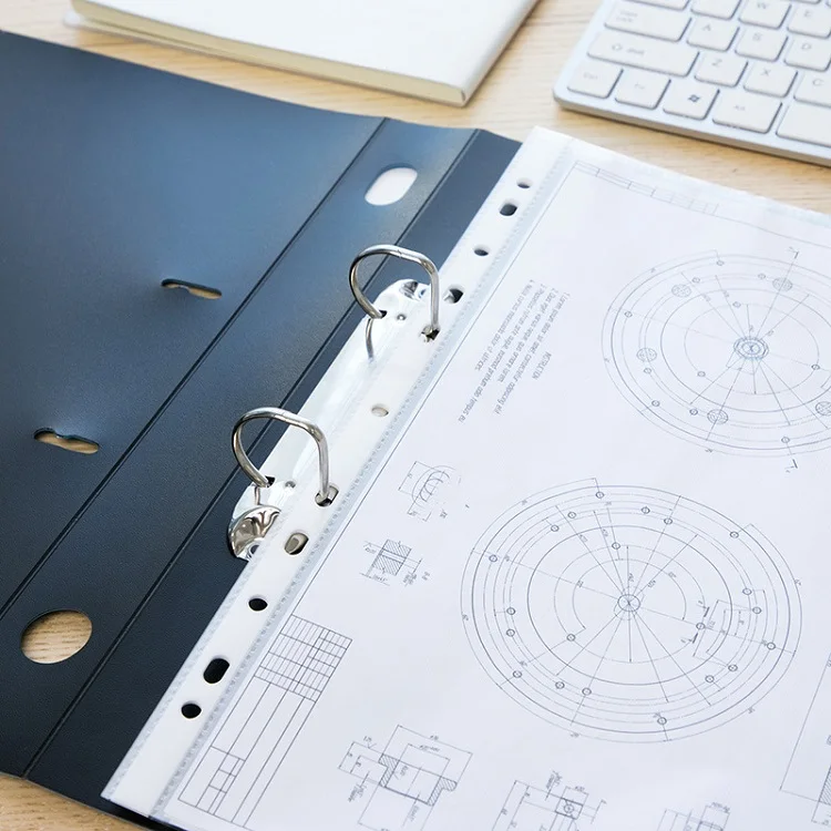 School Office Supplies 11 Holes Sheet Protector Loose Sheet Paper Protector A4 8.5x11 Inch Punch Pockets