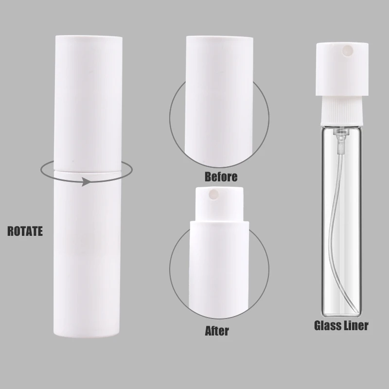 10ML Plastic Glass Small Slim PET Perfume Alcohol Liquid Pocket Airless Fine Mist Spray Bottles Keychain Sprayer Bottle Set