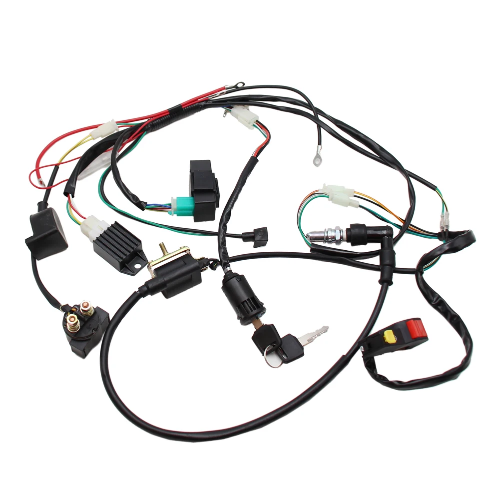 Practical Full Wire Harness Loom Solenoid Coil Regulator apollo 125cc sportrax wiring harness 110cc chinese atv parts