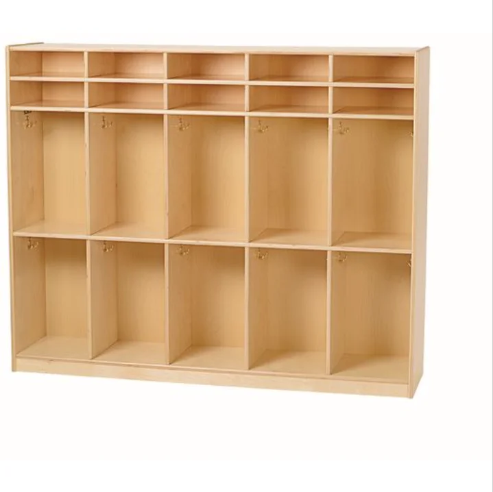 Wood 10 Section Locker Wood School Furniture For Kindergarten Kids Under 7 Years