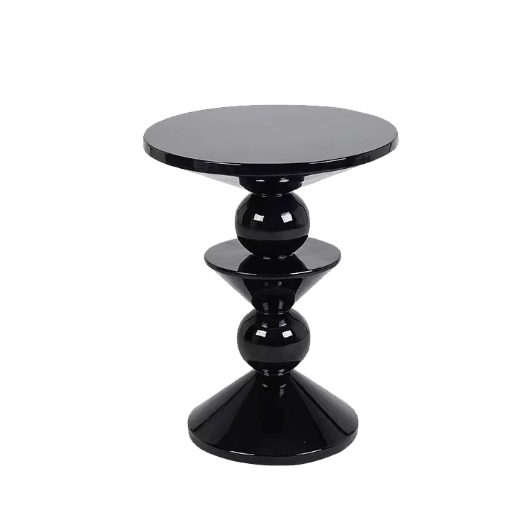 Stylish Black Round Wood Side Table Modern Pedestal Base Apartment decoration table
