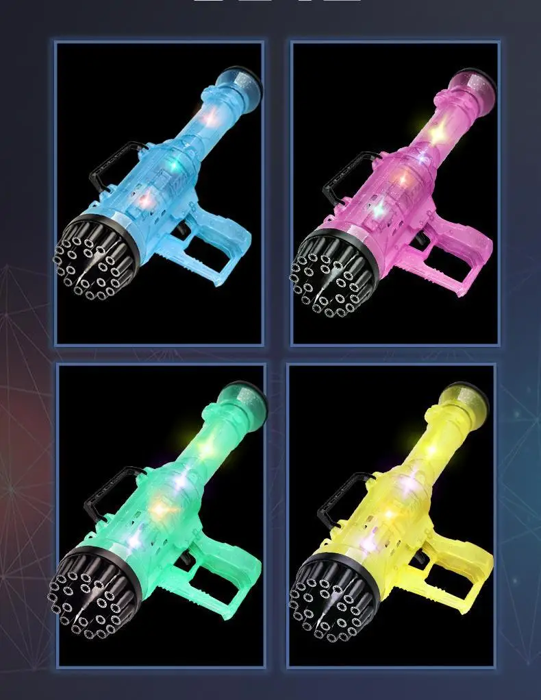 YIWU ALLSHINE 2022 Kids Outdoor Sport  Gatling Gun Soap Blower 21-hole Huge Bubble Machine Gun Rocket Boom Toys