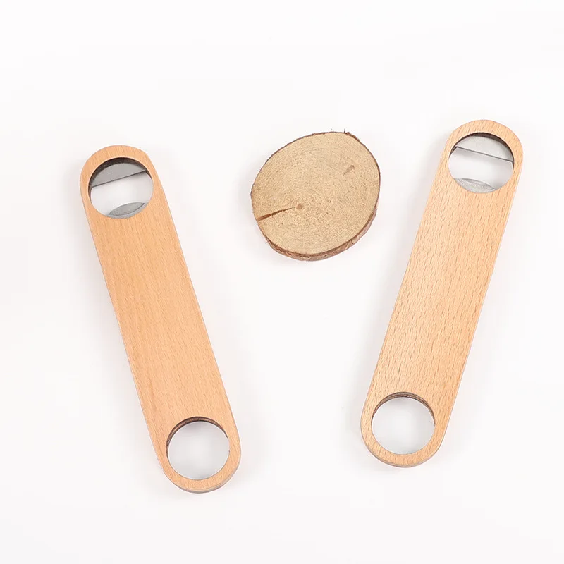 Wholesale custom logo blank wood handle wooden beer bottle opener openers