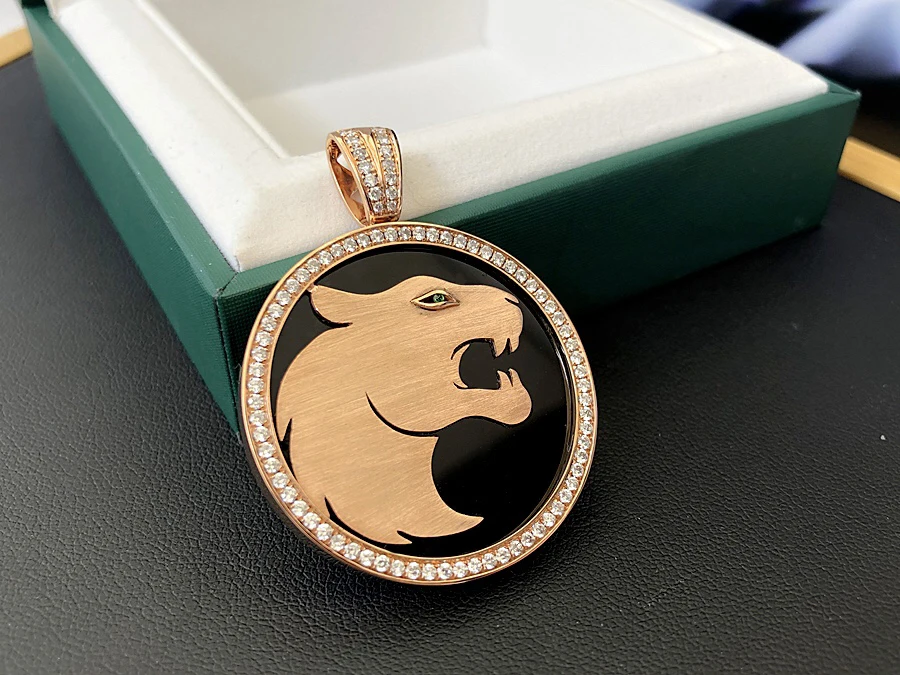 Wholesale Jewellery Luxury18K Solid Yellow Gold Brushed Natural Diamond Necklace for Men