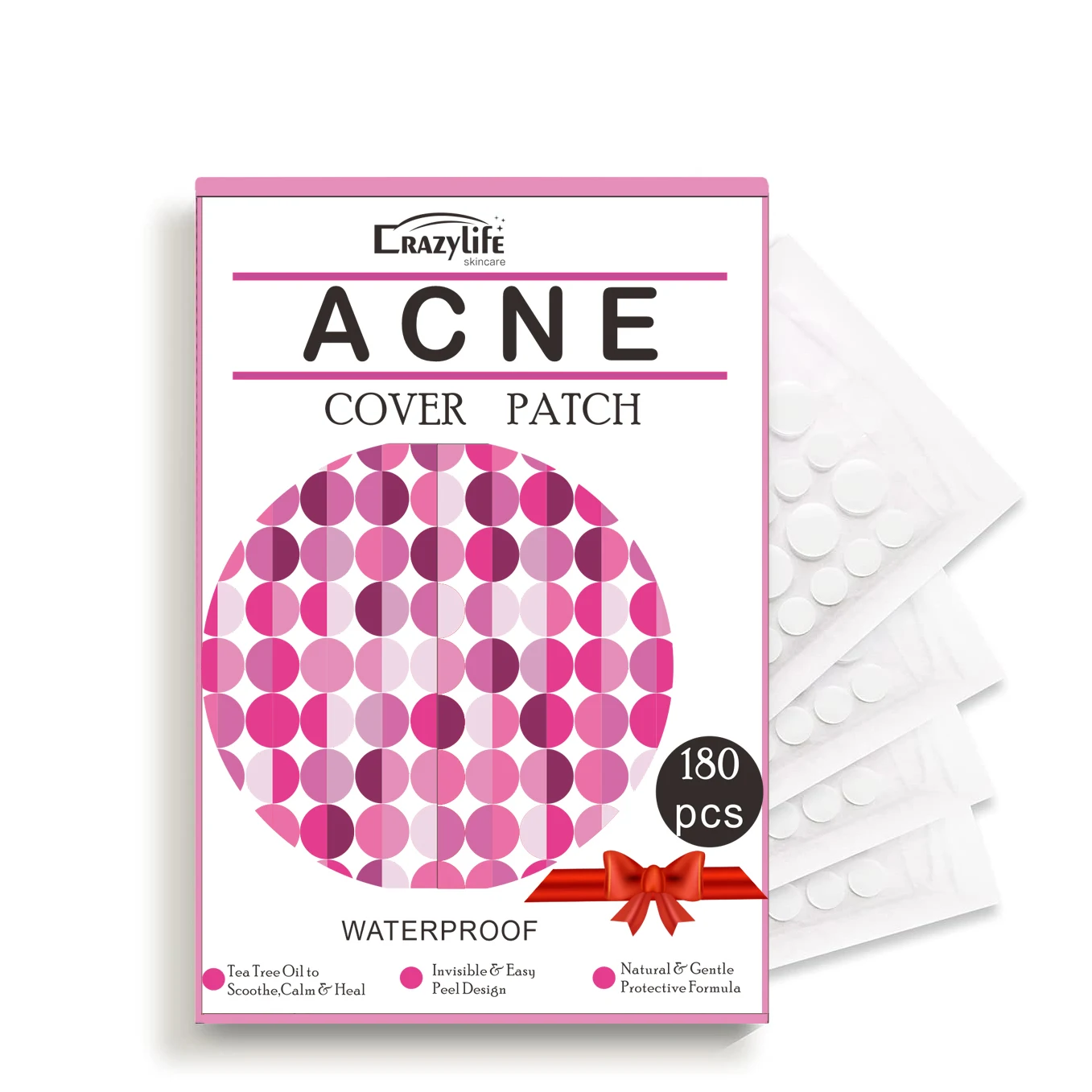 Crazylife Acne Pimple Healing Patch {180 Count}-  Invisible Hydrocolloid Bandages with Tea Tree Oil-for Acne Spot Treatment