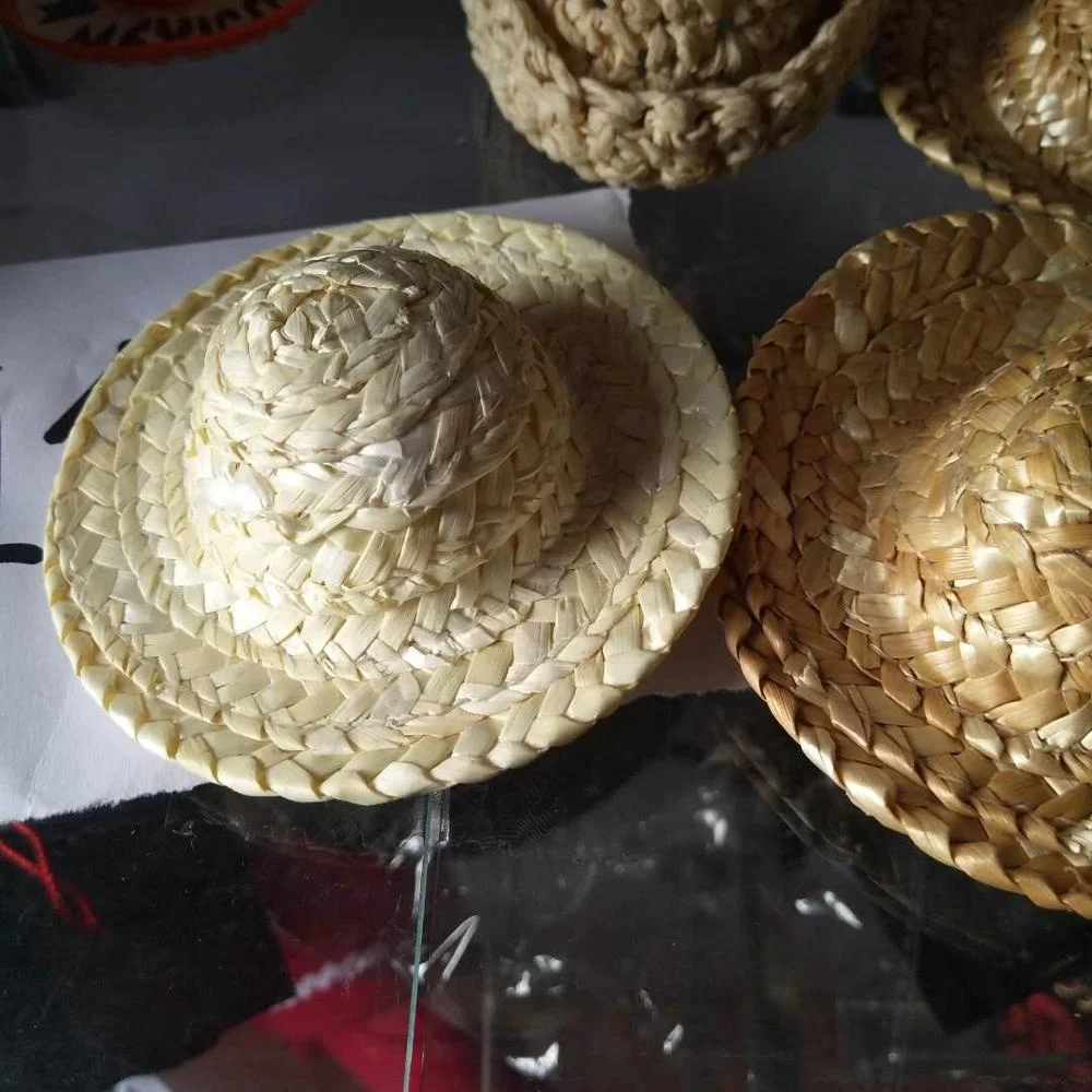 Promotion Customized Miniature Mini Wine Bottle Doll Pet Hat Summer Sombrero Round Top Straw Hat