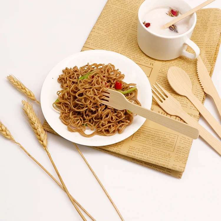 bamboo 17cm disposable travel cutlery set Eco-friendly knife fork and spoon set