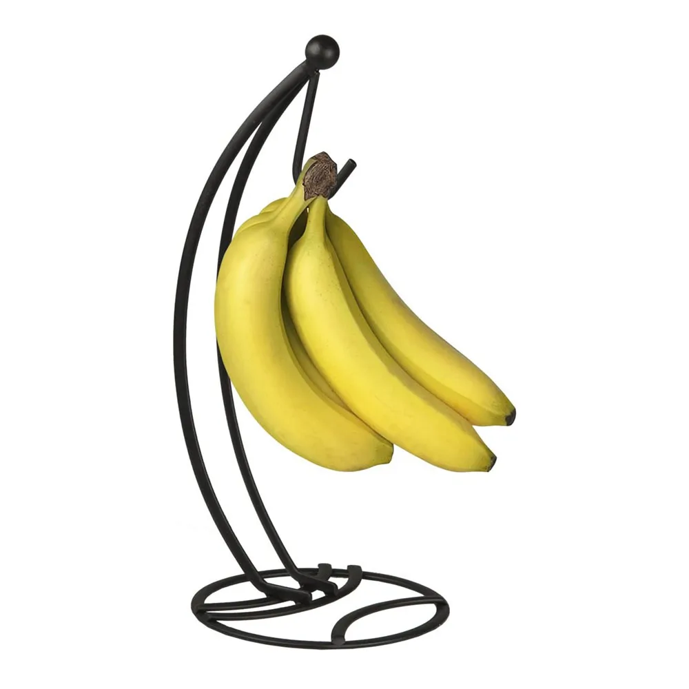 Steel Banana Tree Holder Stand, Rust Resistant, Prevents Bruising, Circular Base, Black Satin