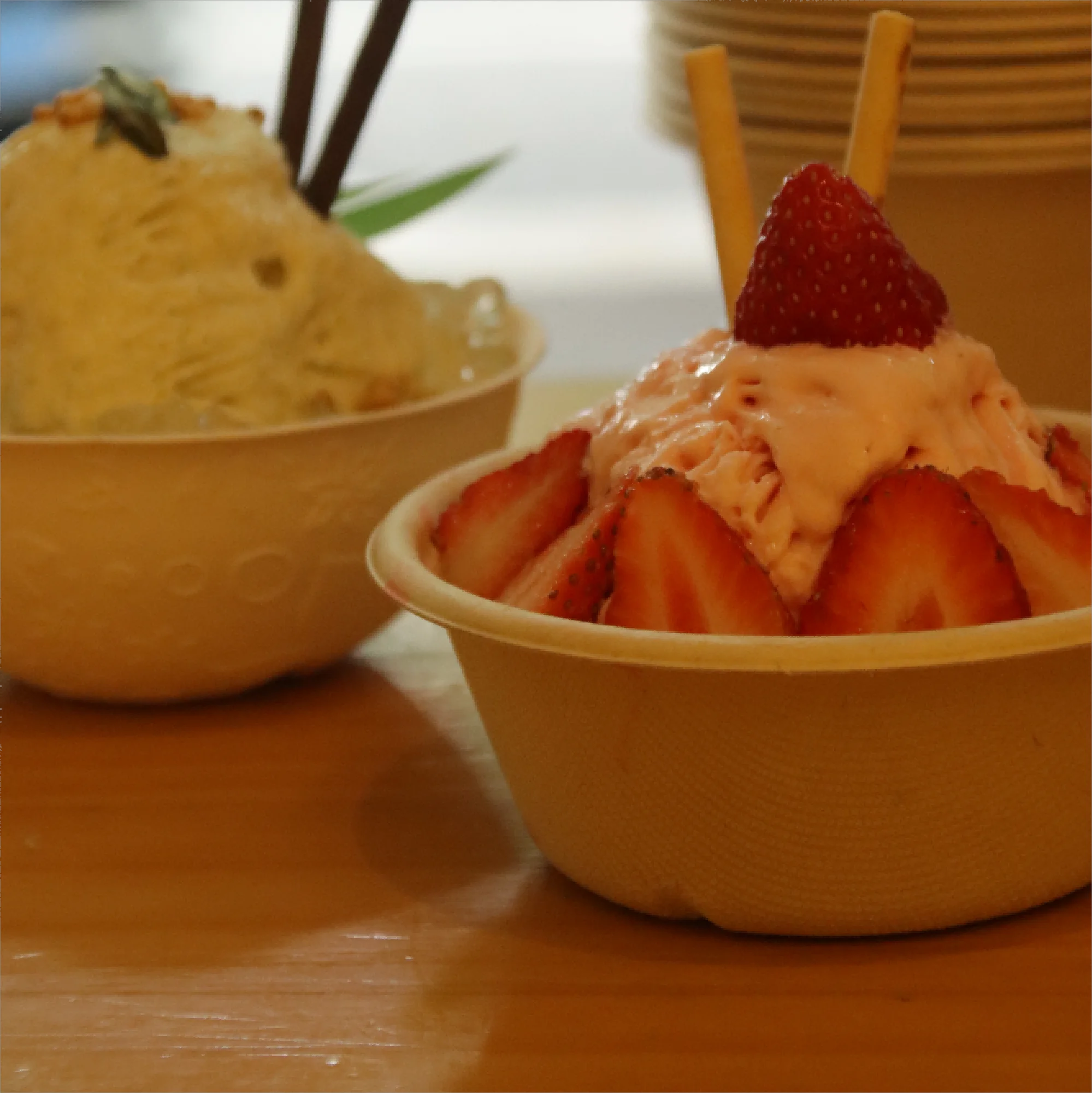 ICB-45 2024 New Arrivals Shaved Ice Disposable Tableware Slushy Bowl Disposable Bagasse Pulp Round Shaped Ice Cup 300ml