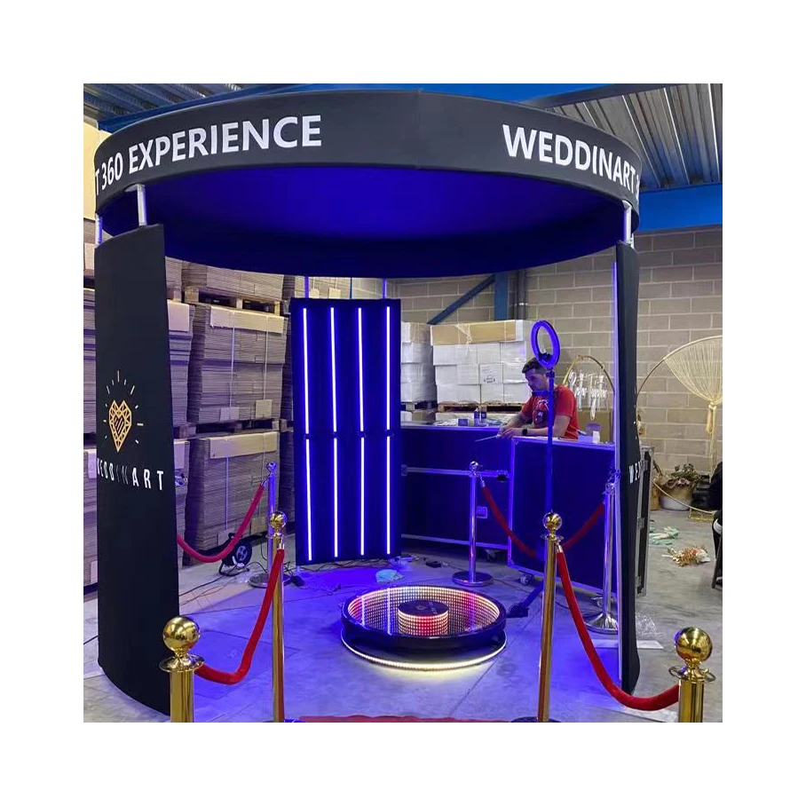 Portable Camera 360 Degree Video Spinner Ring Light 360 Photo Booth 5 People With Flight Case Rotating Photobooth 360
