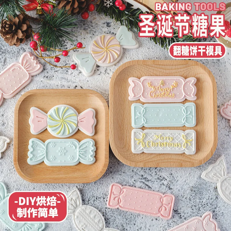 EMBOSSER candy merry christmas Cake decoration acrylic board Cutter reverse stamp Fondant plastic Mould tools Baking