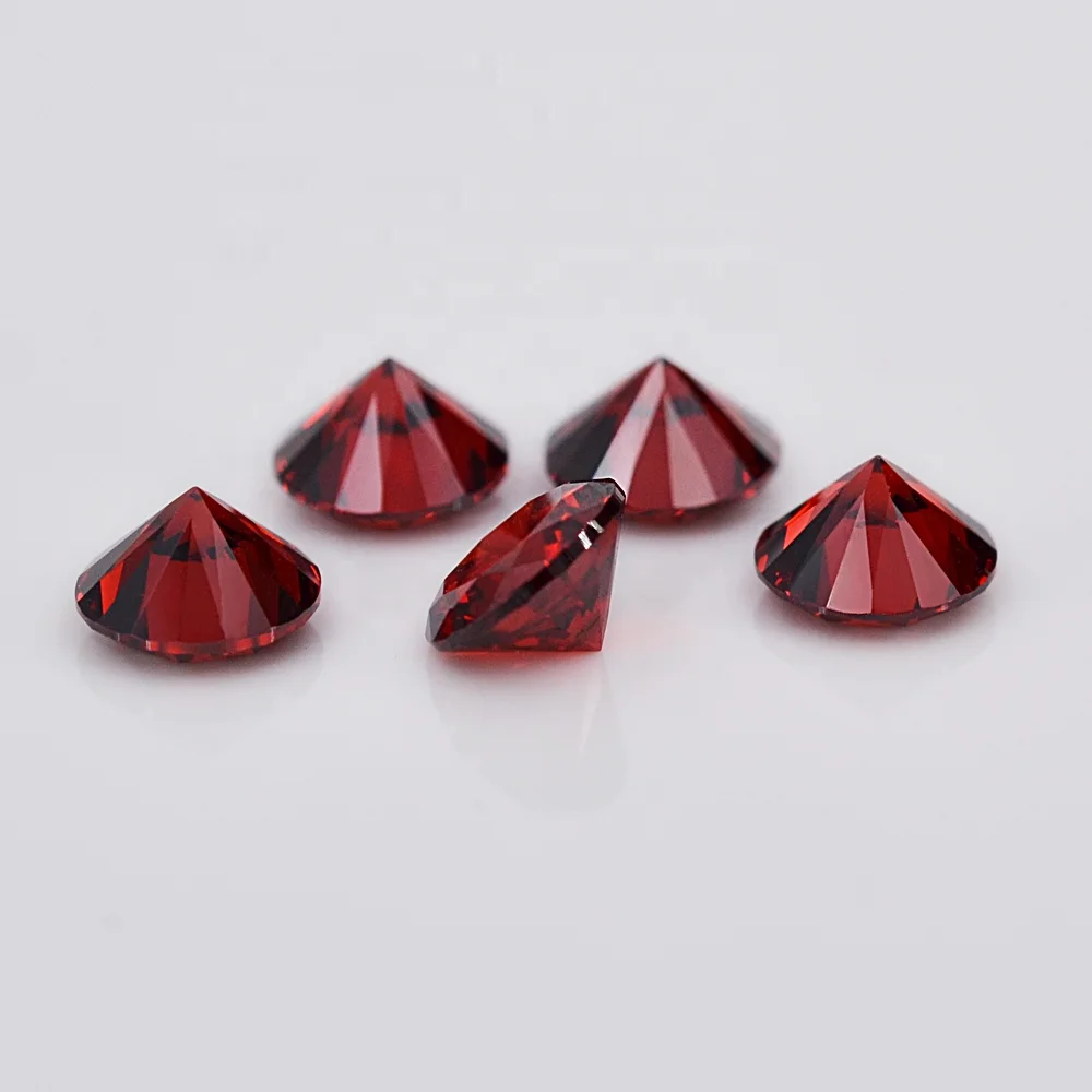 Good quality zircon gemstone round brilliant cut synthetic loose dark garnet cubic zirconia gems for jewelry