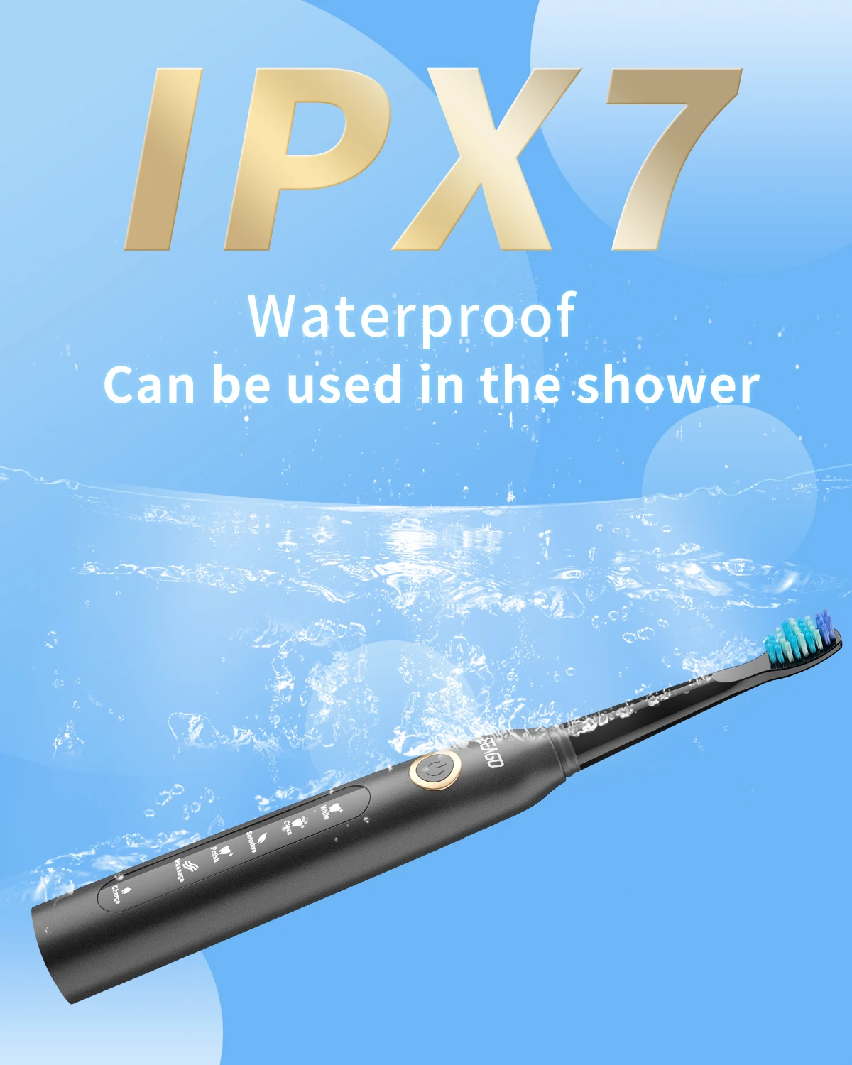 SEAGO Ultrasonic Sonic Electric Toothbrush USB Rechargeable for Adults and Kids Travel with 8 Heads 2023