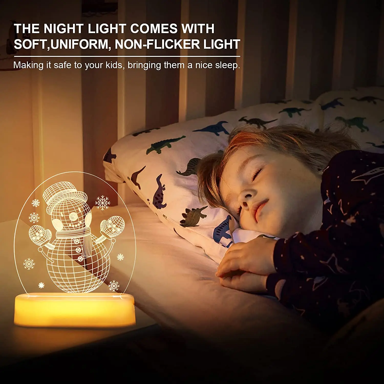 3D Christmas Night Lights Battery Operated  Bedside Lamp desktop ornament light for Bedroom Desk Lamp Fireplace Table