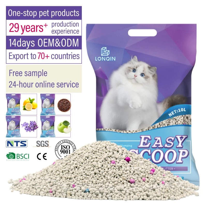 Easy Scoop Lemon Flavor Clumping clay arena para gato high Absorption colorful Bentonite dust free Cat Litter sand