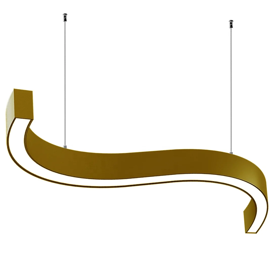 Customized S-Shaped Snake Wave LED Linear Light Chandelier 3000K-6000K Flicker-Free Suspension Lighting Office Pendant Lights
